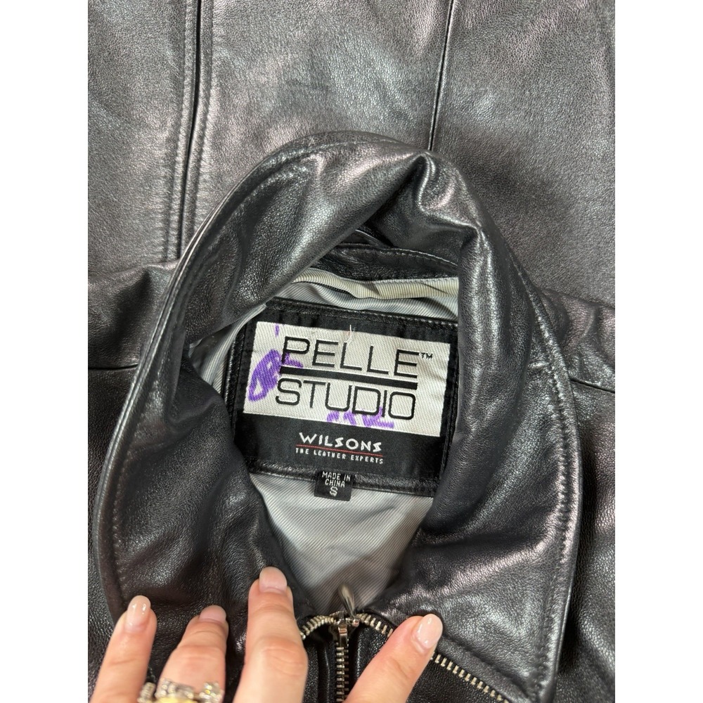 Wilson's Leather Pelle Studio Bomber Jacket Women's Size Small Black - Picture 3 of 8